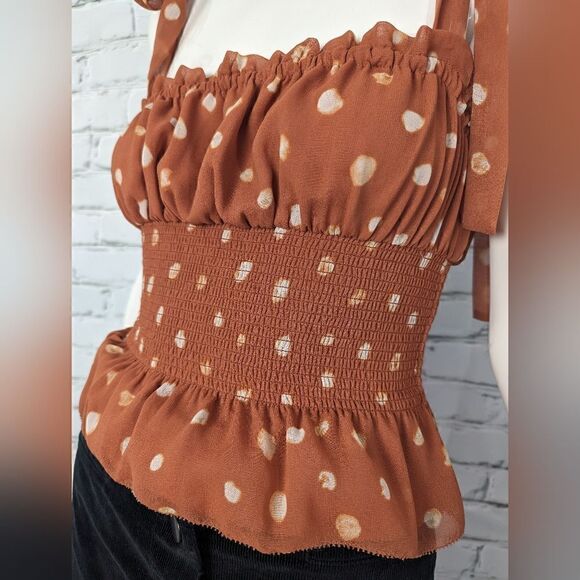 Aritzia Wilfred Smock tank top tied straps polka dot XXS - Picture 5 of 7